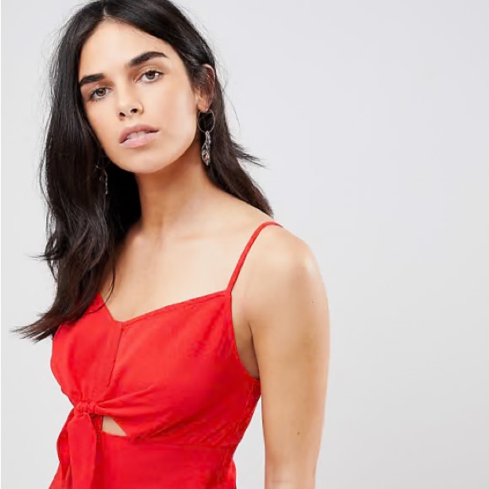 Chic Red Spaghetti Strap Dress